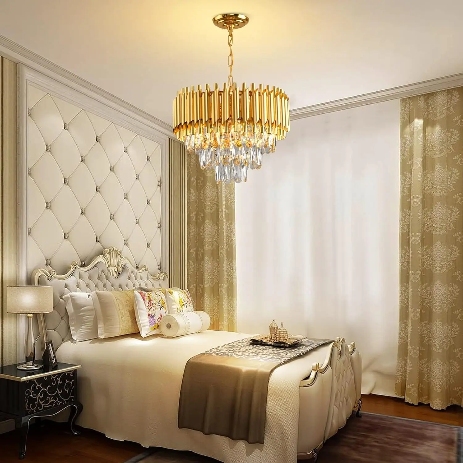 Modern Gold Crystal Chandelier, Luxury 3-Tier K9 Crystal Chandelier for Dining Room/Living Room/Kitchen Island/Bedroom - Image 4