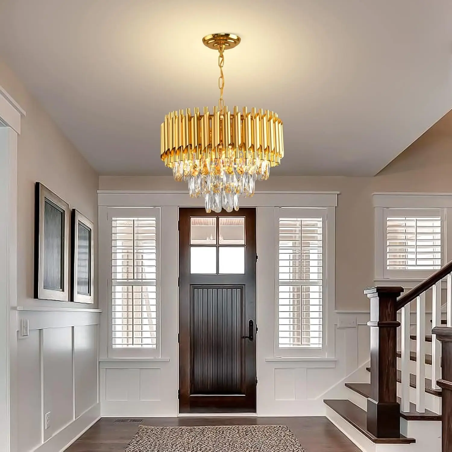 Modern Gold Crystal Chandelier, Luxury 3-Tier K9 Crystal Chandelier for Dining Room/Living Room/Kitchen Island/Bedroom - Image 2