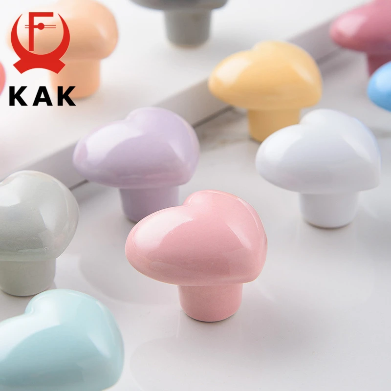 KAK Ceramic Cartoon Cabinet Knobs and Handles Colorful Heart Drawer Closet Handles Kids Room Furniture Handle Door Hardware - Image 5