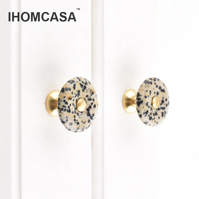 L050 30mm Round Natural Agate Stone Cabinet Door Knob Furniture Drawer Door Handle Wardrobe Cupboard Dresser Cabinet Pulls Brass - Image 6