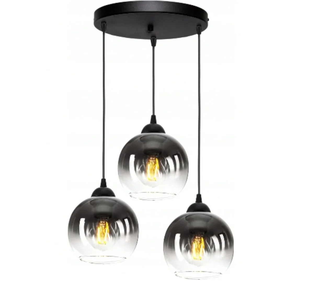 Nordic Modern Simple Dining Room Living Room Hanging Lights Chandelier Cafe Bar Bar Bar 1-5 Heads Grey Glass Pendant Lamp E27 - Image 5