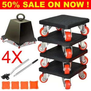 4 Pack Heavy Furniture Lifter Moving Tool Mover Roller Slider Lifting Equipment Pulley 400kg Transport Roller Set Rotating Wheel