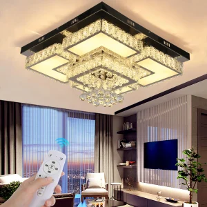 50W LED Crystal Ceiling Light Ceiling Lamp with Remote Control Stepless Dimming Dimmable Bedroom Living Room Dining Room Study