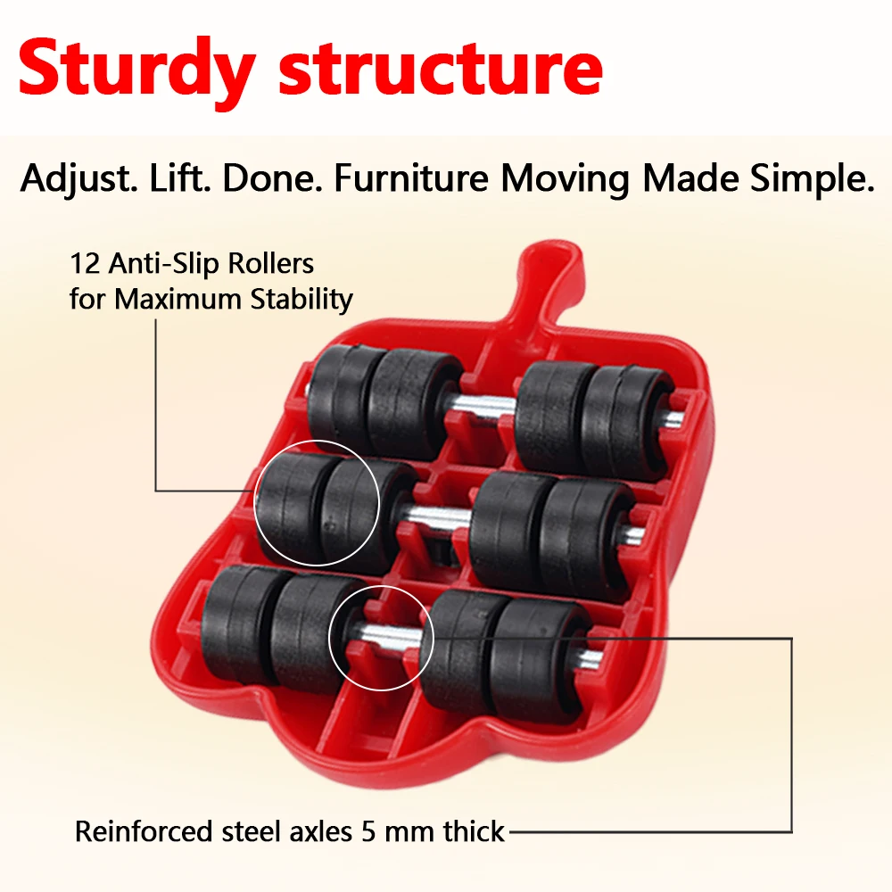 6KG Furniture Moving Transport Roller Set Heavy Duty Lifiting Caster Tool Furniture Transport Lifter Sliders Roller Tool - Image 4