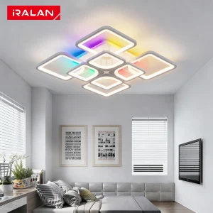 Square Ceiling Chandelier Modern Smart RGB Dimmable Ceiling Lamp Home Lighting Led Ceiling Light for Dining Room and Living Room
