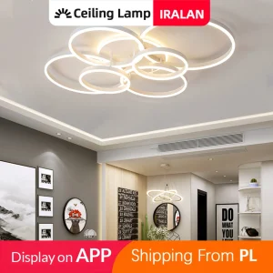 Home LED Ceiling Chandelier Kitchen Dining Room Living Room Ceiling Lamp Lustre Acrylic Ring Chandelier Ceiling Lights