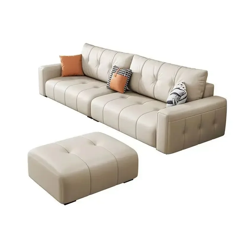Italian Minimalist Living Room Sofa Modern Simple Cream Style Wear-resistant Leather Office Sofa Luxury Office Furniture LBSF - Image 5