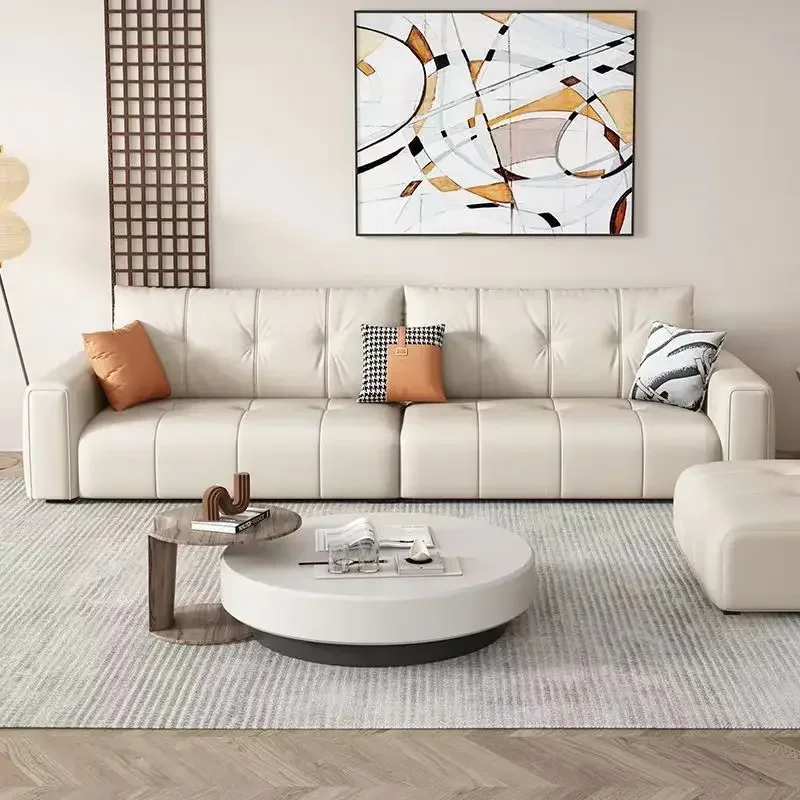 Italian Minimalist Living Room Sofa Modern Simple Cream Style Wear-resistant Leather Office Sofa Luxury Office Furniture LBSF - Image 3