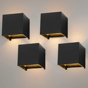 4pcs Modern LED Wall Lamp, 7W Metal wall lamp and Adjustable light beam, Cube LED Light for Indoor and Outdoor