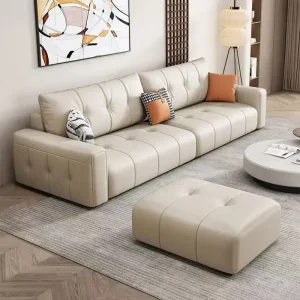 Italian Minimalist Living Room Sofa Modern Simple Cream Style Wear-resistant Leather Office Sofa Luxury Office Furniture LBSF
