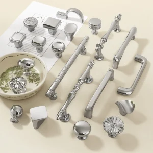 Bright Chrome Cabinet Handle Simple Zinc Alloy Handle Silver Drawer Cupboard Door Knob Single-Hole Round Knob Furniture Hardware