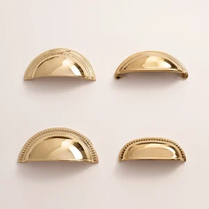 Solid Brass PVD Gold Handles Shell-shaped Thumb Handle Kitchen Cabinet Pulls Furniture Drawer Knobs Bar Counter Handles
