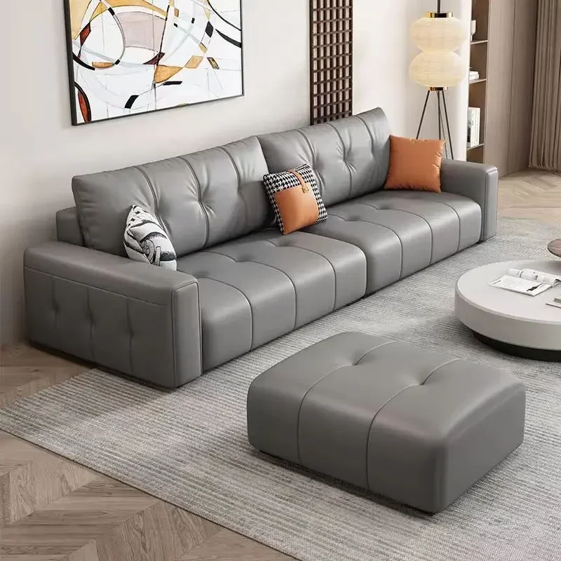 Italian Minimalist Living Room Sofa Modern Simple Cream Style Wear-resistant Leather Office Sofa Luxury Office Furniture LBSF - Image 2
