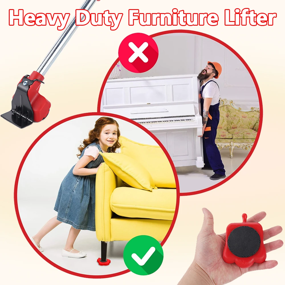 6KG Furniture Moving Transport Roller Set Heavy Duty Lifiting Caster Tool Furniture Transport Lifter Sliders Roller Tool - Image 6