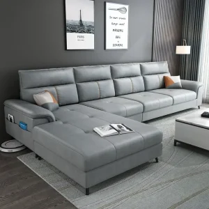Italian Technology Leather Living Room Sofa Modern Simple Boss Office Sofa Combination Office Furniture Sofy Do Salonu LBSF