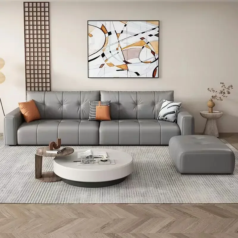 Italian Minimalist Living Room Sofa Modern Simple Cream Style Wear-resistant Leather Office Sofa Luxury Office Furniture LBSF - Image 4