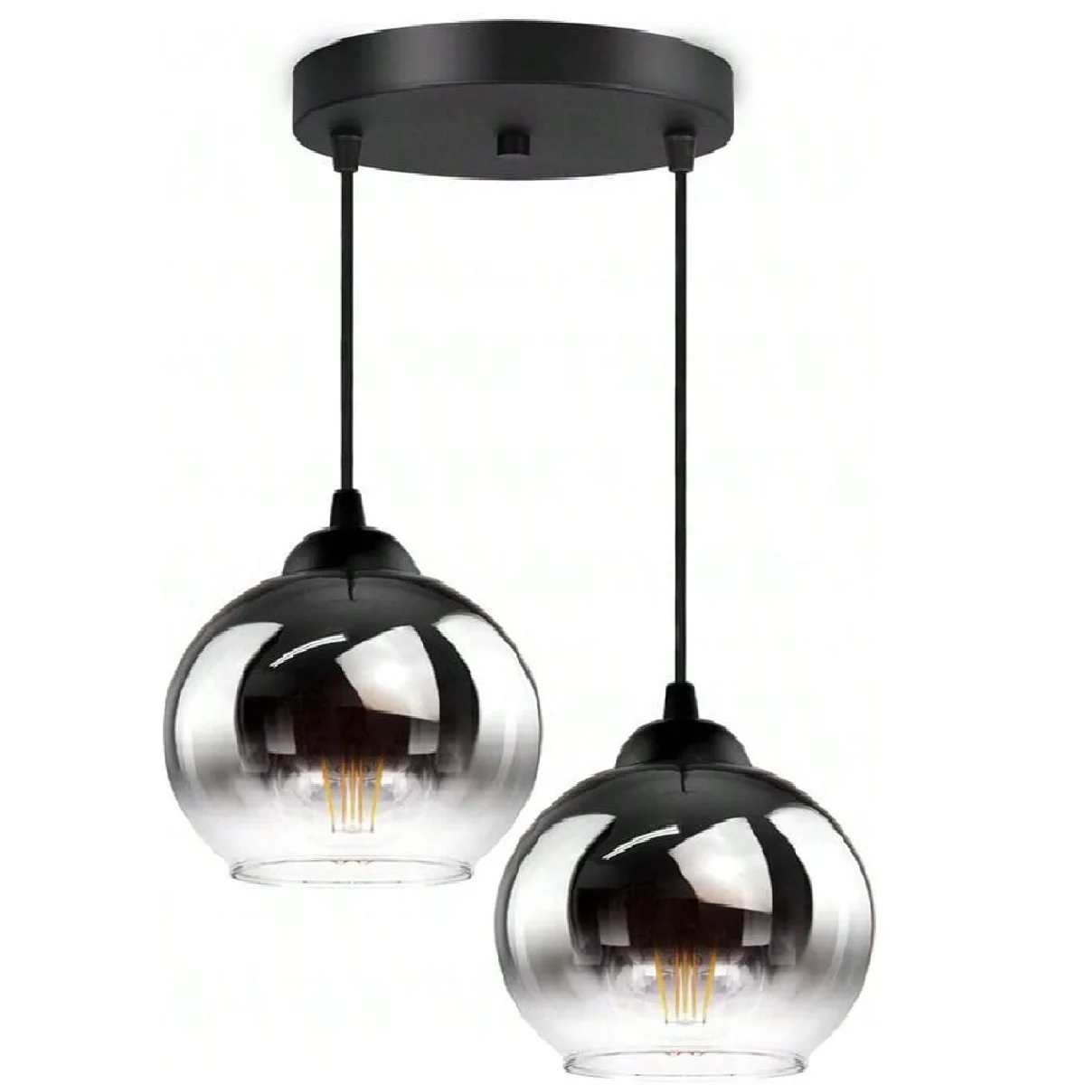 Nordic Modern Simple Dining Room Living Room Hanging Lights Chandelier Cafe Bar Bar Bar 1-5 Heads Grey Glass Pendant Lamp E27 - Image 4