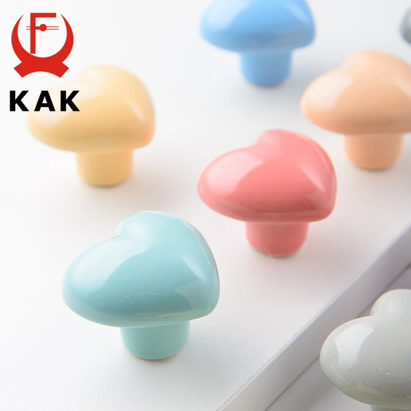 KAK Ceramic Cartoon Cabinet Knobs and Handles Colorful Heart Drawer Closet Handles Kids Room Furniture Handle Door Hardware - Image 2
