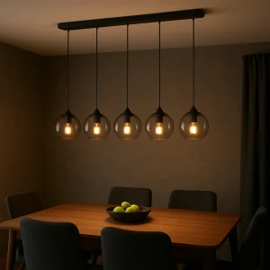 Nordic Modern Simple Dining Room Living Room Hanging Lights Chandelier Cafe Bar Bar Bar 1-5 Heads Grey Glass Pendant Lamp E27