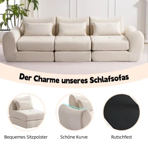 Three-seater vertical Couch in French Retro fabric, fully covered with mousse (262x97x78 cm), ideal for the living room.
