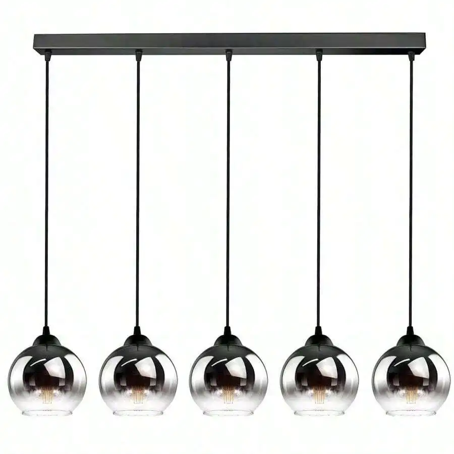 Nordic Modern Simple Dining Room Living Room Hanging Lights Chandelier Cafe Bar Bar Bar 1-5 Heads Grey Glass Pendant Lamp E27 - Image 6