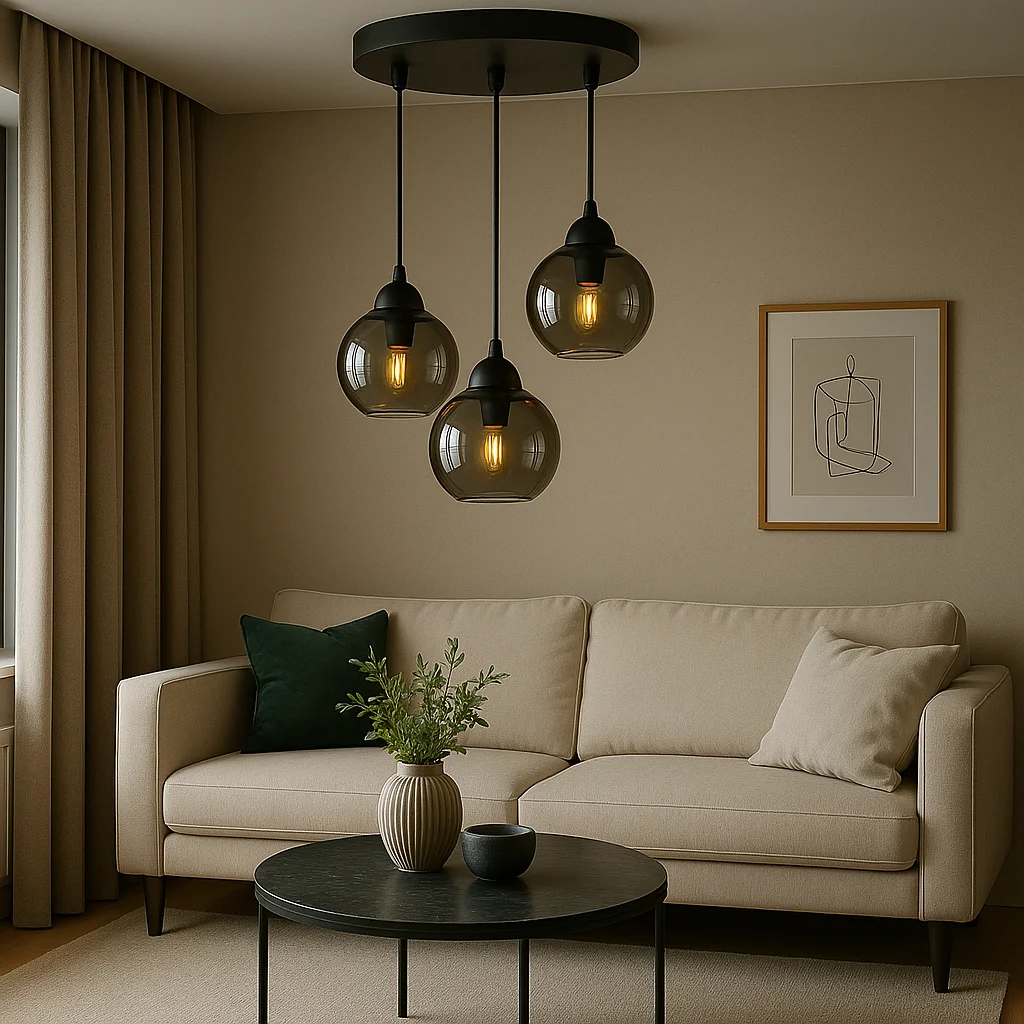 Nordic Modern Simple Dining Room Living Room Hanging Lights Chandelier Cafe Bar Bar Bar 1-5 Heads Grey Glass Pendant Lamp E27 - Image 2
