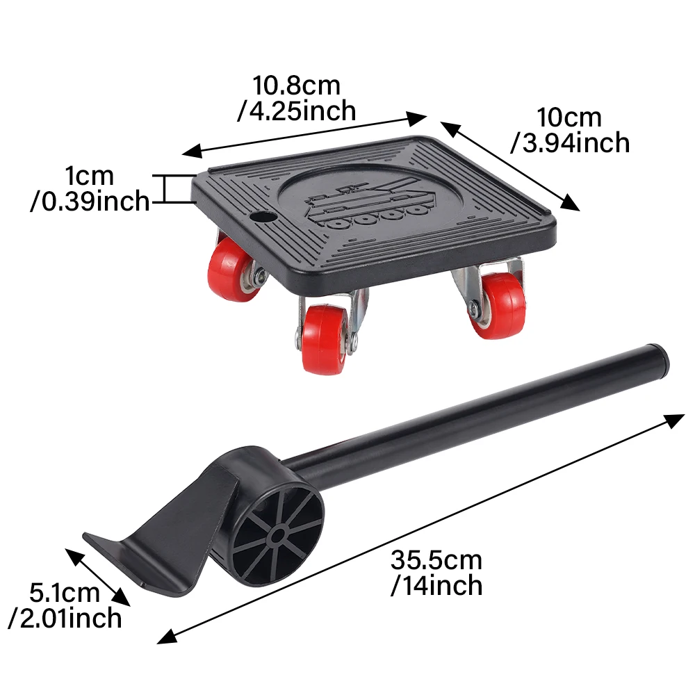 Heavy Duty Furniture Lifter Transport Mover Lifter Slides Wheel Easy Furniture Mover Tool Set Wheel Roller Bar Hand Tools 360° - Image 4