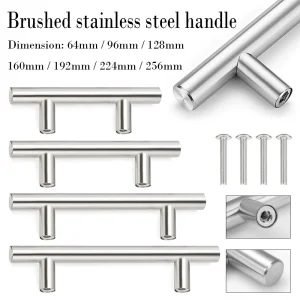 1-10pcs Cupboard Handle Brushed Stainlesss Steel Kitchen Cabinet Door Knob Furniture Drawer Pull Hardware Pulls Bar Handle