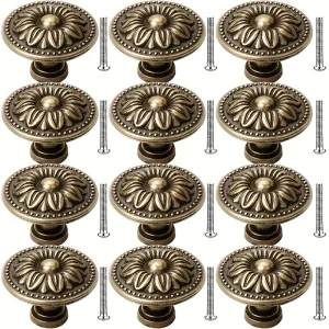 8/12 vintage cabinet handles with screws, drawer handles, decorative knobs, detailed engraving, cabinet knobs and handles