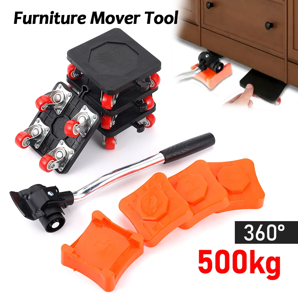 500KG Heavy Duty Furniture Lifter Transport Mover Sliders Furniture Roller Furniture Dolly Labor-Saving Furniture Mover Tools