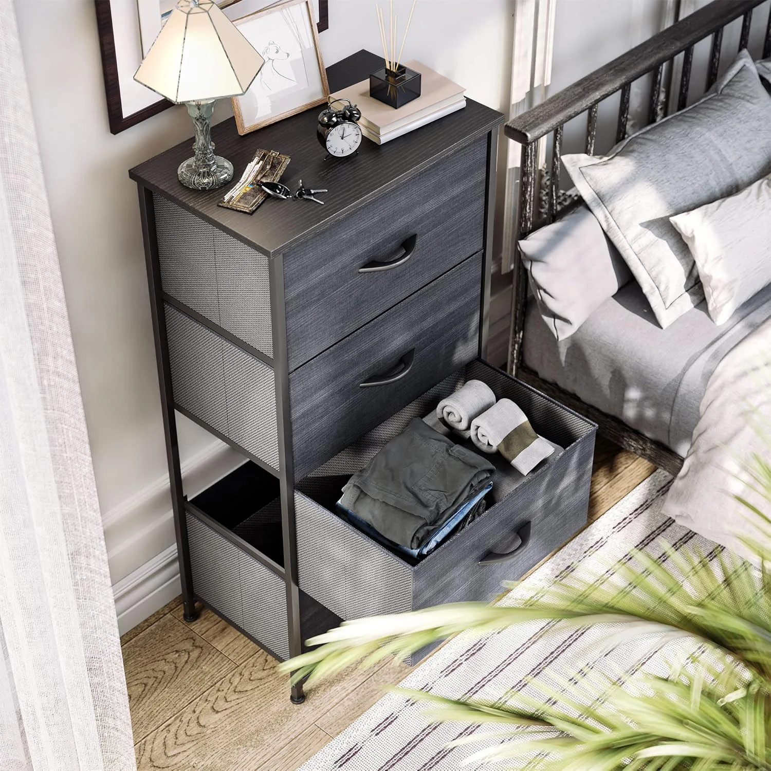YITAHOME 4-Drawer Multi-Room Storage Dresser – Fabric with Wood Top & Steel Frame, Ideal for Living Room/Kids Room - Image 5