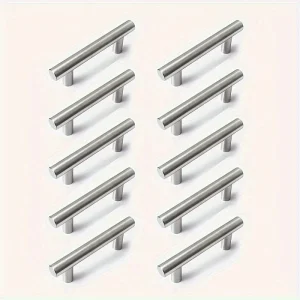 12 Pcs Modern Stainless Steel Cabinet Pulls Modern Arch Design Brushed Metal Furniture Drawer Pull Hardware Pulls Bar Handle